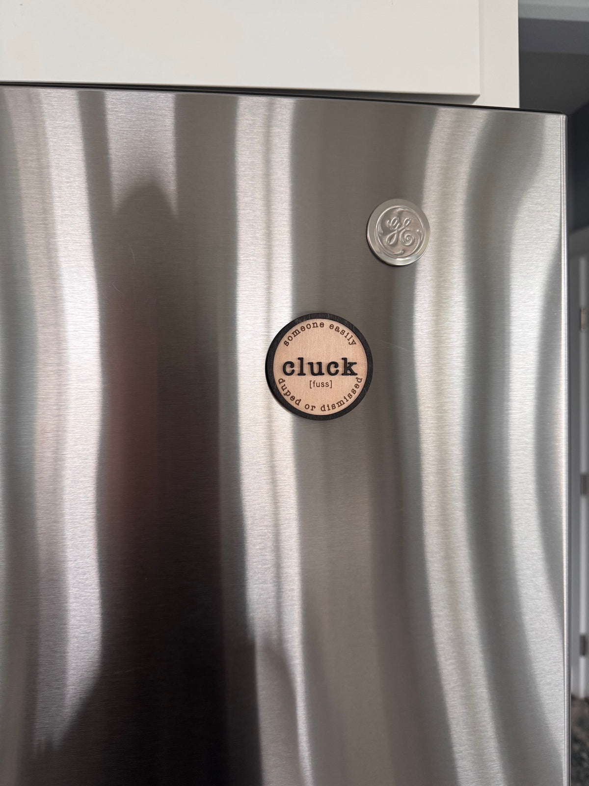 Cluck – Funny Handcrafted Wooden Magnet