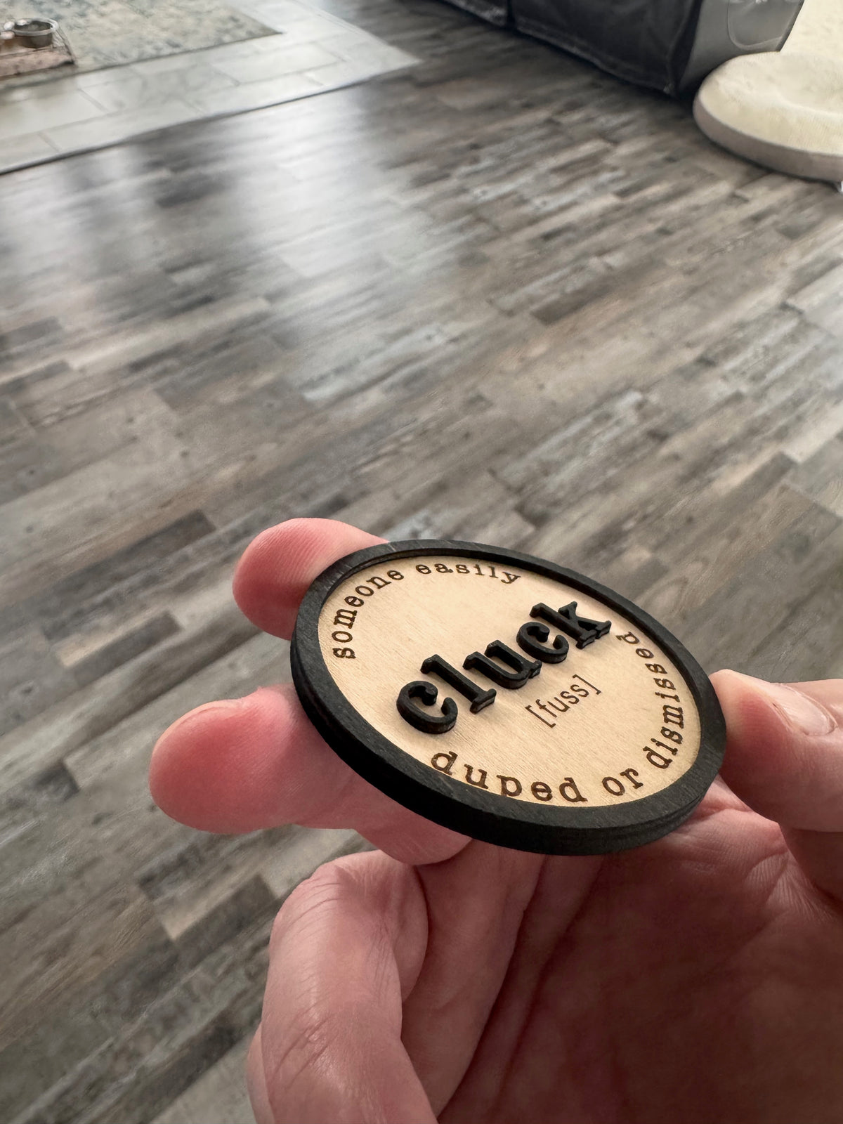 Cluck – Funny Handcrafted Wooden Magnet