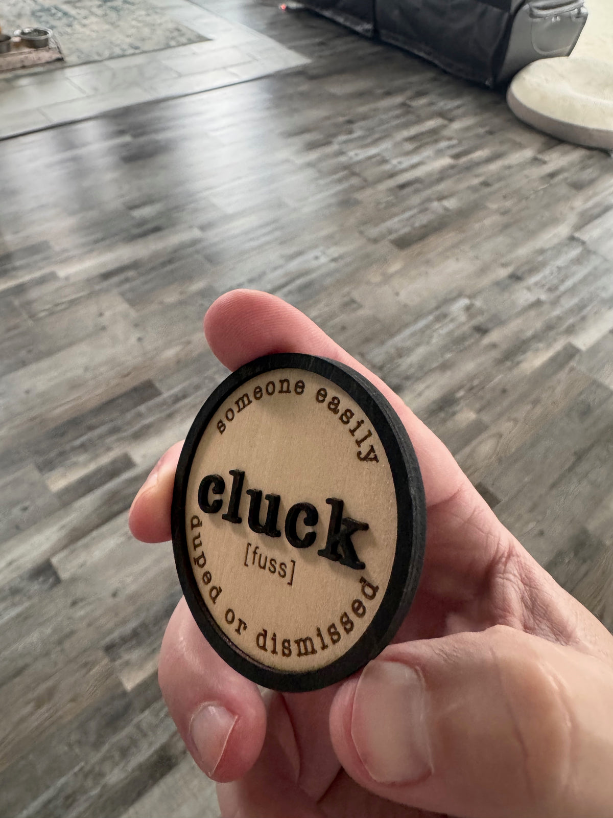 Cluck – Funny Handcrafted Wooden Magnet