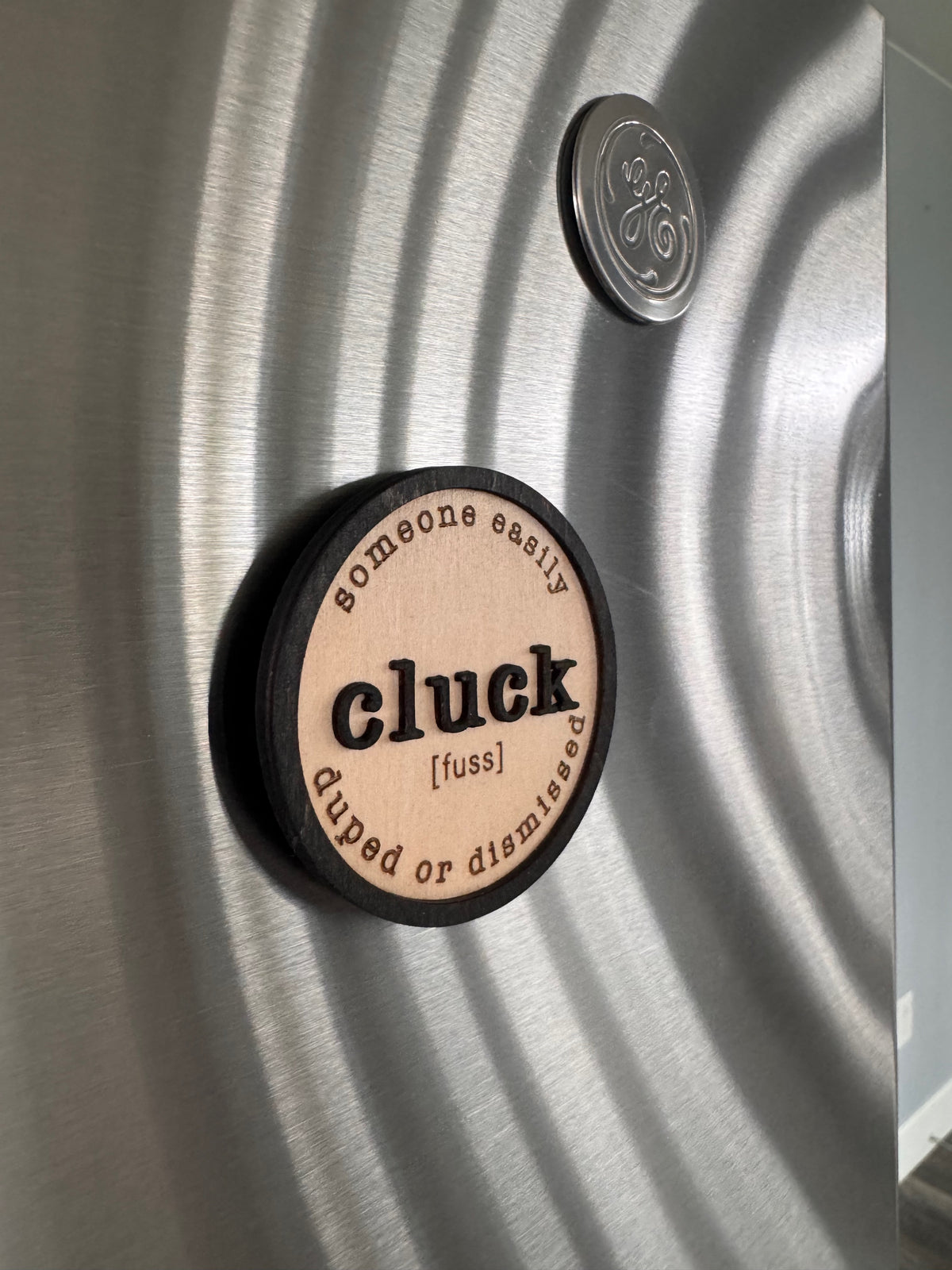 Cluck – Funny Handcrafted Wooden Magnet