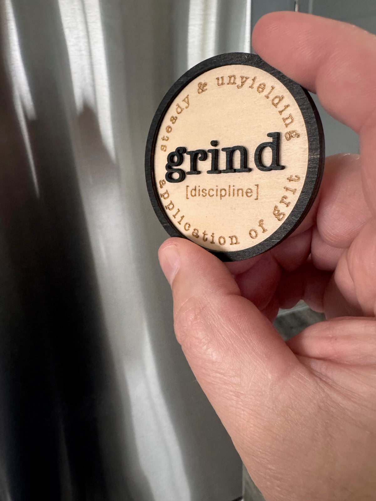 Grind – Handcrafted Wooden Magnet