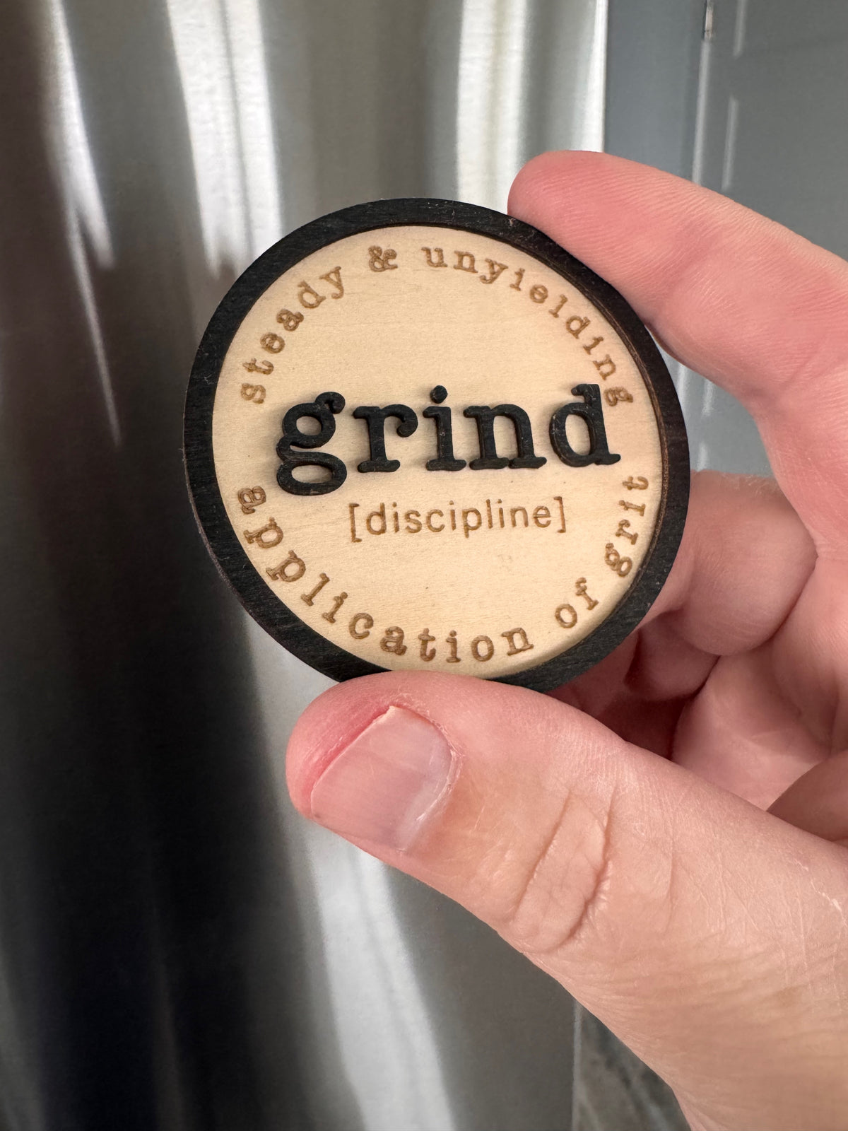 Grind – Handcrafted Wooden Magnet