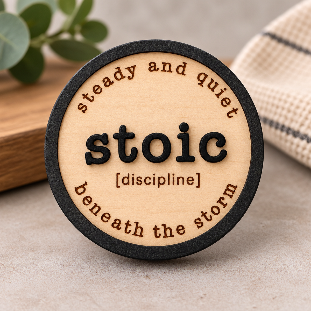 Stoic – Inspirational Handcrafted Wooden Magnet